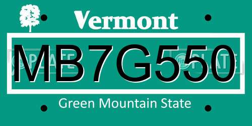 MB7G550 Vermont License Plate