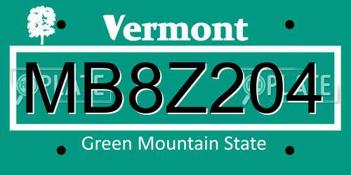 MB8Z204 Vermont License Plate