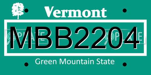 MBB2204 Vermont License Plate