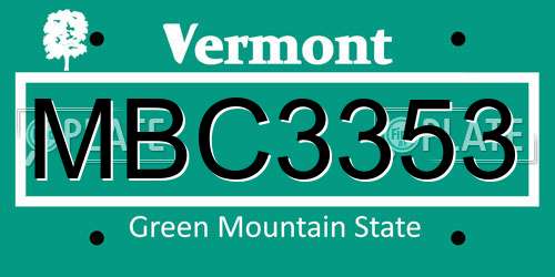 MBC3353 Vermont License Plate