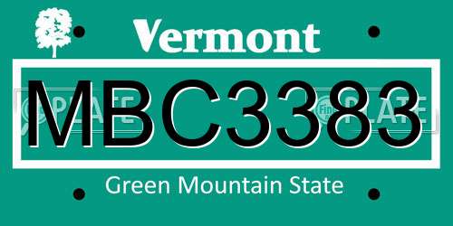 MBC3383 Vermont License Plate