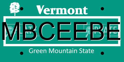 MBCEEBE Vermont License Plate