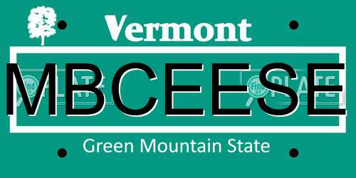 MBCEESE Vermont License Plate