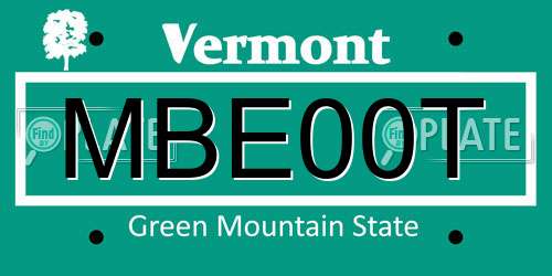 MBE00T Vermont License Plate
