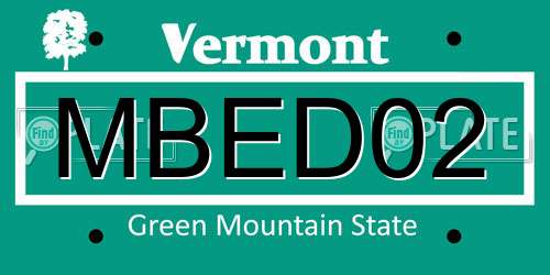 MBED02 Vermont License Plate