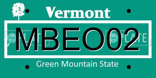 MBEO02 Vermont License Plate