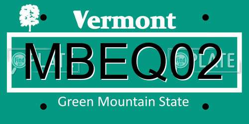 MBEQ02 Vermont License Plate