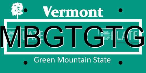 MBGTGTG Vermont License Plate
