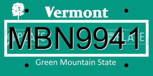 MBN9941 Vermont License Plate