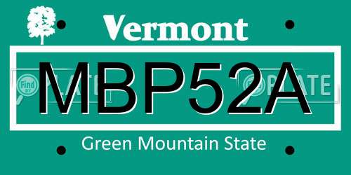 MBP52A Vermont License Plate
