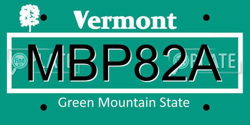 MBP82A Vermont License Plate