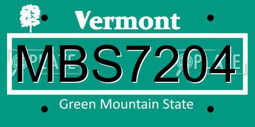 MBS7204 Vermont License Plate