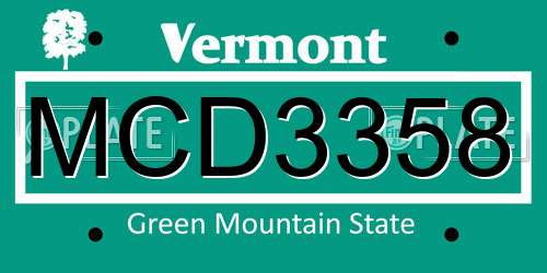 MCD3358 Vermont License Plate