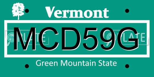 MCD59G Vermont License Plate