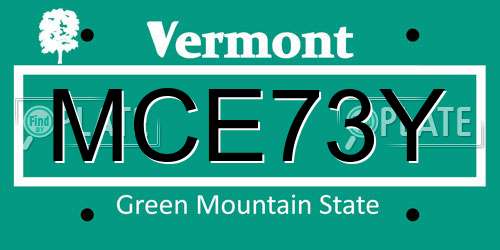 MCE73Y Vermont License Plate