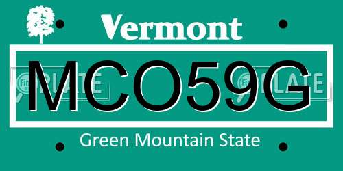 MCO59G Vermont License Plate
