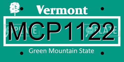 MCP1122 Vermont License Plate