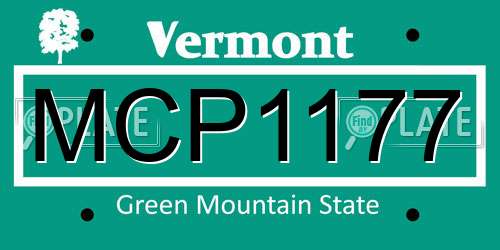 MCP1177 Vermont License Plate