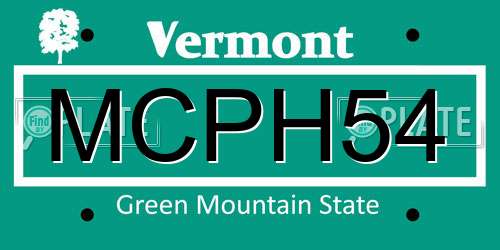 MCPH54 Vermont License Plate