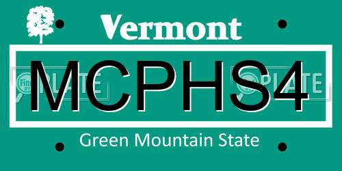 MCPHS4 Vermont License Plate