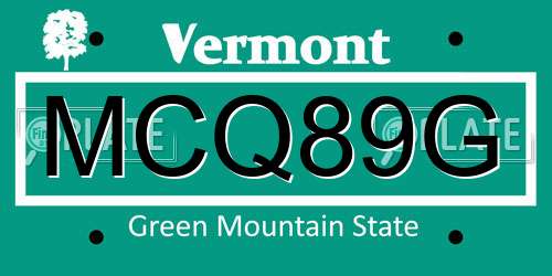 MCQ89G Vermont License Plate