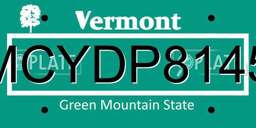 MCYDP8145 Vermont License Plate