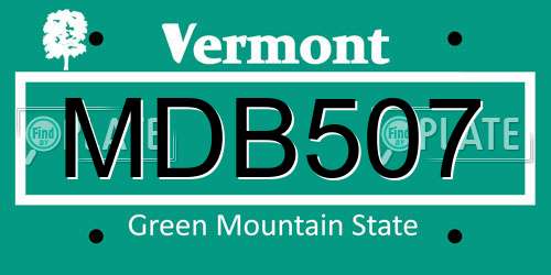 MDB507 Vermont License Plate