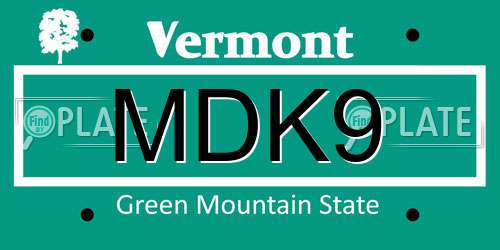 MDK9 Vermont License Plate