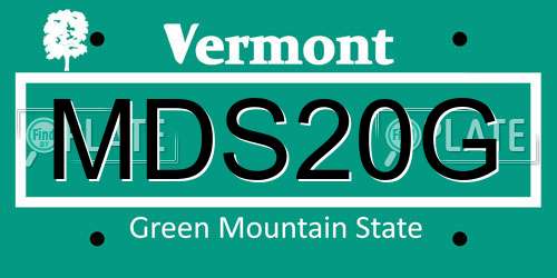 MDS20G Vermont License Plate