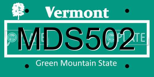 MDS502 Vermont License Plate