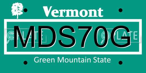 MDS70G Vermont License Plate