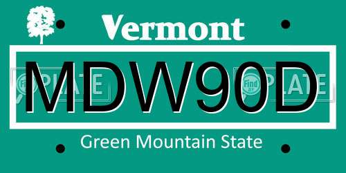 MDW90D Vermont License Plate