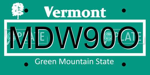 MDW90O Vermont License Plate