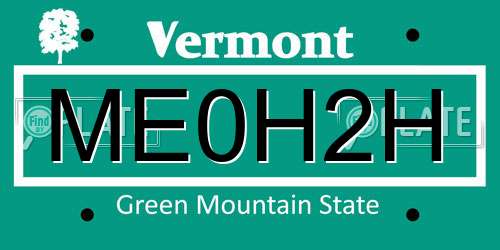 ME0H2H Vermont License Plate