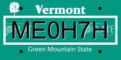 ME0H7H Vermont License Plate