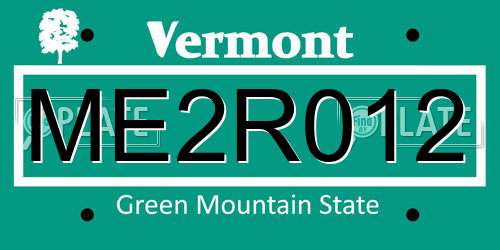 ME2R012 Vermont License Plate