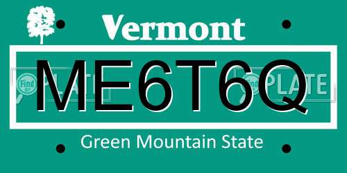ME6T6Q Vermont License Plate