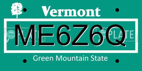 ME6Z6Q Vermont License Plate