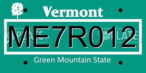 ME7R012 Vermont License Plate