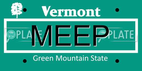 MEEP Vermont License Plate