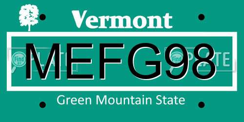 MEFG98 Vermont License Plate