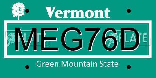 MEG76D Vermont License Plate