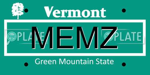 MEMZ Vermont License Plate