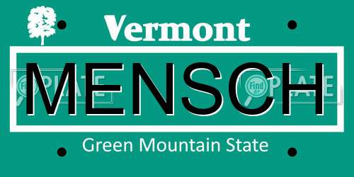MENSCH Vermont License Plate