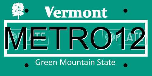 METRO12 Vermont License Plate