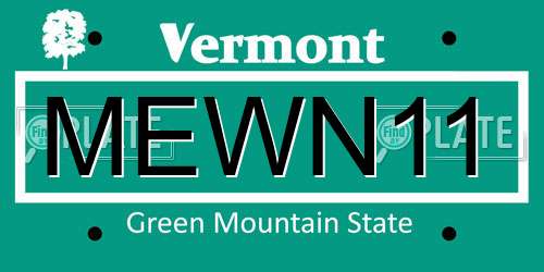 MEWN11 Vermont License Plate