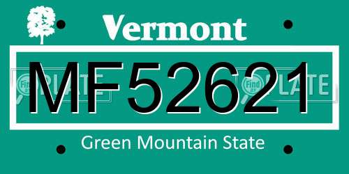 MF52621 Vermont License Plate