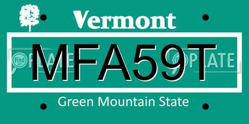 MFA59T Vermont License Plate