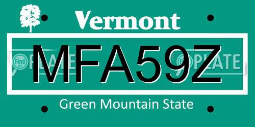 MFA59Z Vermont License Plate