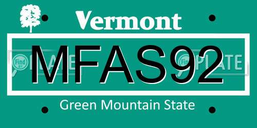MFAS92 Vermont License Plate